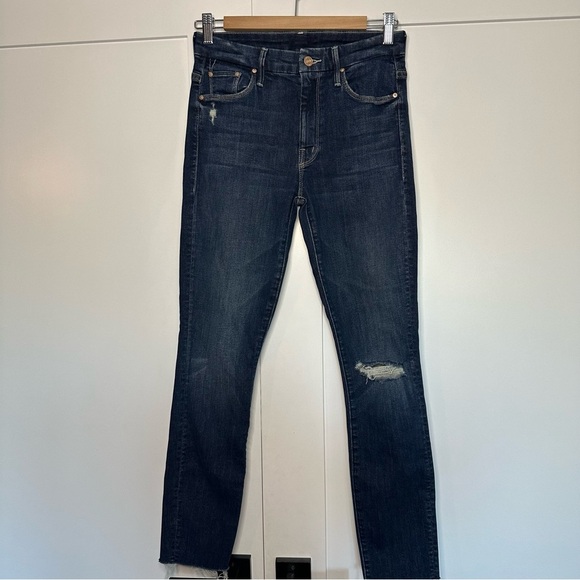 Mother The High Waisted Looker Ankle Fray Jeans Close to the Edge 25 0 stretch - Picture 6 of 14